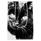 Cute Funky Black Cat Kitten Eyes Sketch Medium Cadeauzakje (Achterkant)