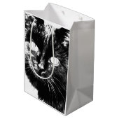 Cute Funky Black Cat Kitten Eyes Sketch Medium Cadeauzakje (Achterkant Gekanteld)