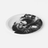 Cute Funky Black Cat Kitten Eyes Sketch Papieren Bordje (Gekanteld)