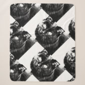 Cute Funky Black Cat Kitten Eyes Sketch Sherpa Deken (Voorkant)