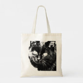 Cute Funky Black Cat Kitten Eyes Sketch Tote Bag (Achterkant)