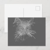 Cute Funky Cat Kitten Eyes face Sketch Briefkaart (Voorkant / Achterkant)