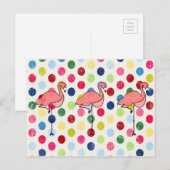 Cute Funky Flamingos Colorful Polka Dots Briefkaart (Voorkant / Achterkant)