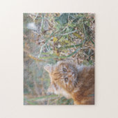 Cute Funky Ginger Cat Kitten Face Grass Legpuzzel (Verticaal)
