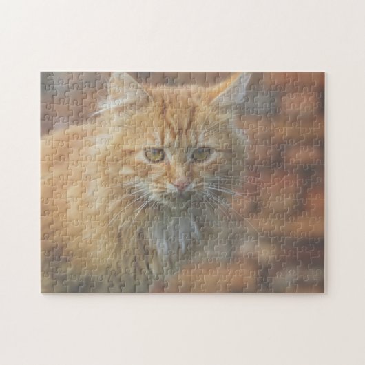 Cute Funky Ginger Cat Kitten Face Legpuzzel (Horizontaal)