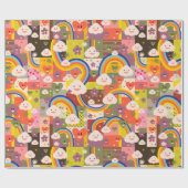 Cute funky harajuku-illustratiepatroon cadeaupapier (Vlak)