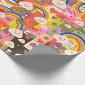 Cute funky harajuku-illustratiepatroon cadeaupapier (Hoek)