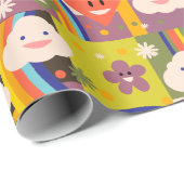 Cute funky harajuku-illustratiepatroon cadeaupapier (Rol Hoek)