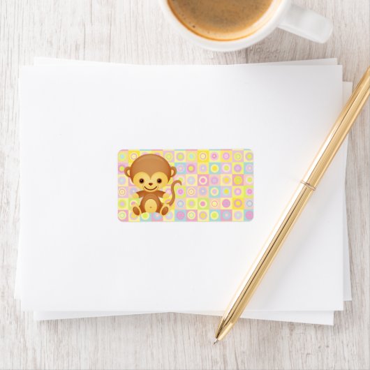 Cute Funky Pattern Monkey Etiket (Insitu)