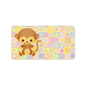 Cute Funky Pattern Monkey Etiket (Voorkant)