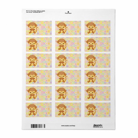 Cute Funky Pattern Monkey Etiket (Full Sheet)