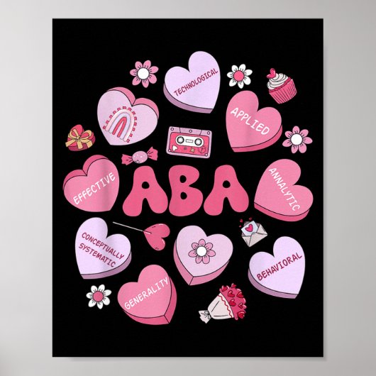 Cute Funny Aba Therapy Candy Heart Slp Behavior Va Poster (Voorkant)