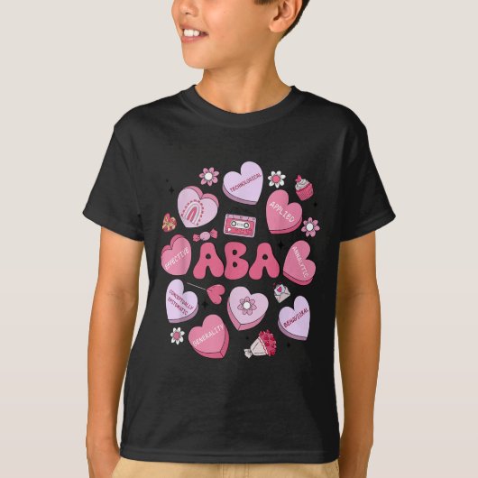Cute Funny Aba Therapy Candy Heart Slp Behavior Va T-shirt (Voorkant)