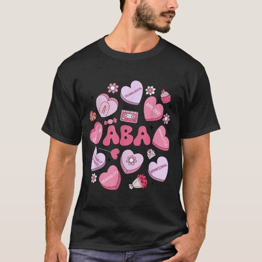 Cute Funny Aba Therapy Candy Heart Slp Behavior Va T-shirt (Voorkant)
