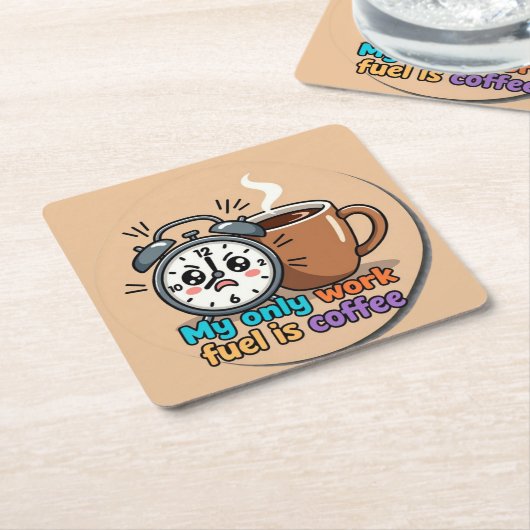 Cute Funny Alarm Clock Coffee Coaster Kartonnen Onderzetters (Schuin)