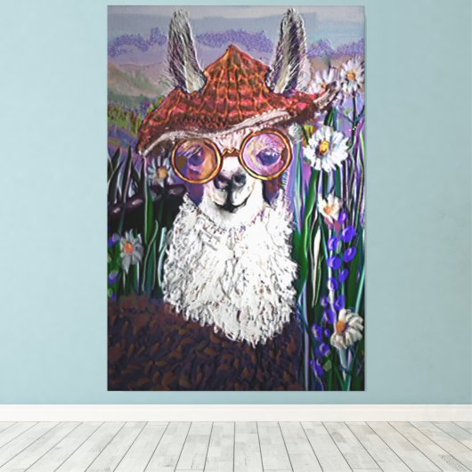 Cute Funny Alpaca, hou je kool Canvas Afdruk (Insitu (Houten vloer))