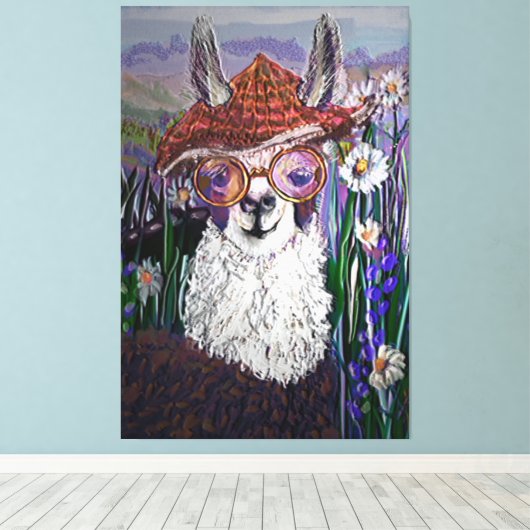 Cute Funny Alpaca, hou je kool Canvas Afdruk (Insitu (Houten vloer))
