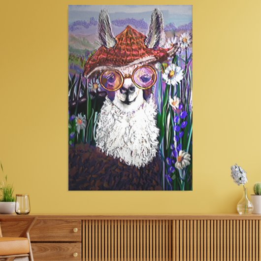 Cute Funny Alpaca, hou je kool Canvas Afdruk (Insitu (Woonkamer))