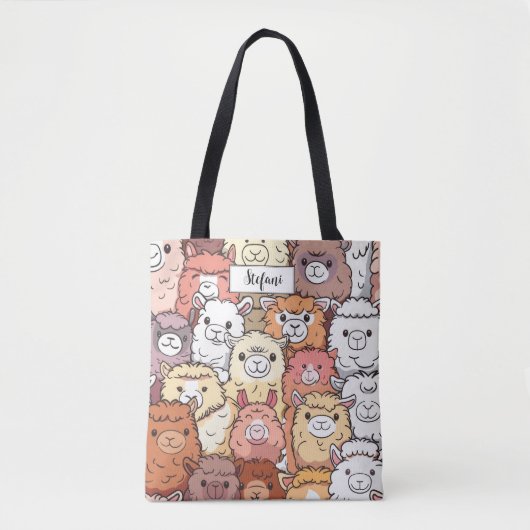 Cute Funny Alpacas Llama Pattern Personized Tote Bag (Voorkant)