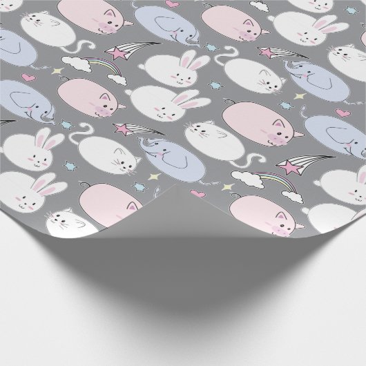 Cute Funny Animals Wrapping Paper Cadeaupapier (Hoek)