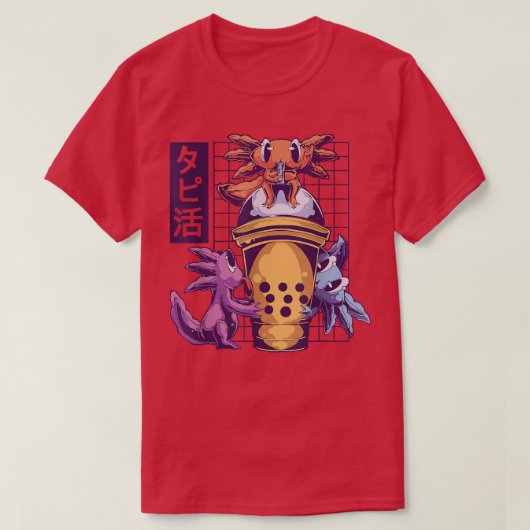 Cute Funny Aolotl Ice Cream Cone Japans Anime T-shirt (Design voorkant)