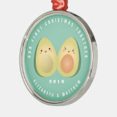 Cute Funny Avocado Couple First Kerstmis samen Metalen Ornament (Links)