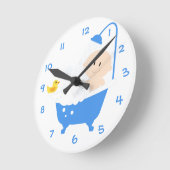 Cute Funny Baby shower Bath Bathroom Ronde Klok (Hoek)