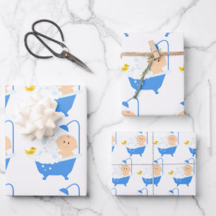 Cute & Funny Baby shower Bath Tub Yellow Duckie Inpakpapier Vel