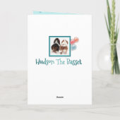 Cute & Funny Basset op Birthday Card W/Cake Kaart (Achterkant)