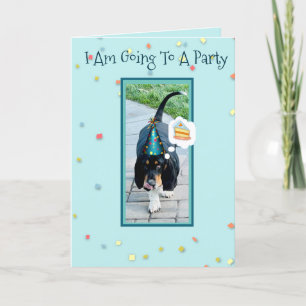 Cute & Funny Basset op Birthday Card W/Cake Kaart