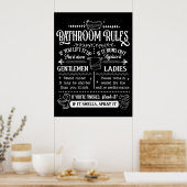 Cute Funny Bathroom Rules Poster (Keuken)