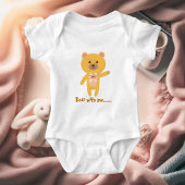 Cute Funny Bear With Me Baby Shower Personalized Romper