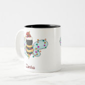 Cute Funny Bee Name Persoonlijke Kerstmis Tweekleurige Koffiemok (Voorkant links)