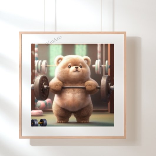 Cute Funny Beer Weightising in Gym Workout Art Poster