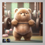 Cute Funny Beer Weightising in Gym Workout Art Poster (Voorkant)