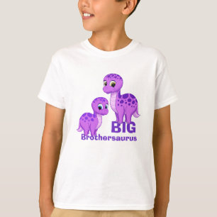 Cute Funny Big Brother Baby Dinosaurs Paars T-shirt