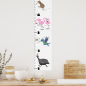 Cute funny birds cartoon growth chart poster (Keuken)