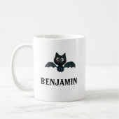 Cute Funny Black Bat met naam Koffiemok (Links)