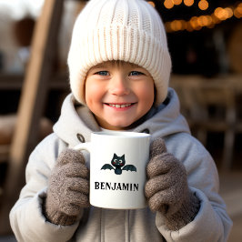 Cute Funny Black Bat met naam Koffiemok