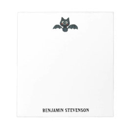 Cute Funny Black Bat met naam Notitieblok