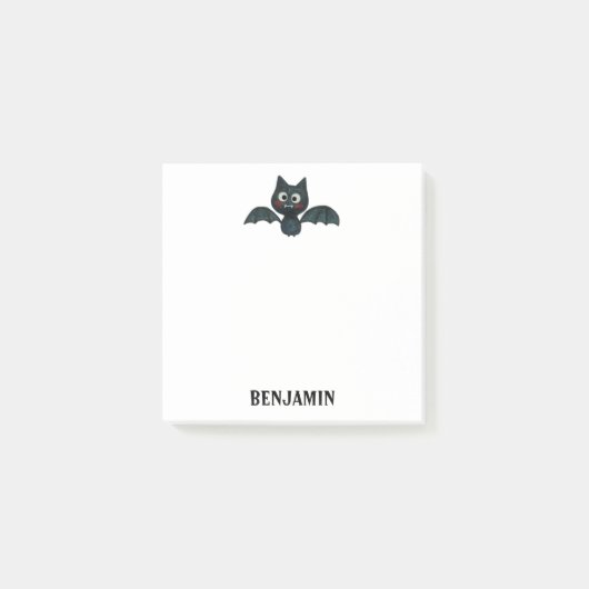 Cute Funny Black Bat met naam Post-it® Notes (Voorkant)