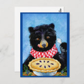 Cute Funny Black Beer met blueberry pie briefkaart (Voorkant / Achterkant)