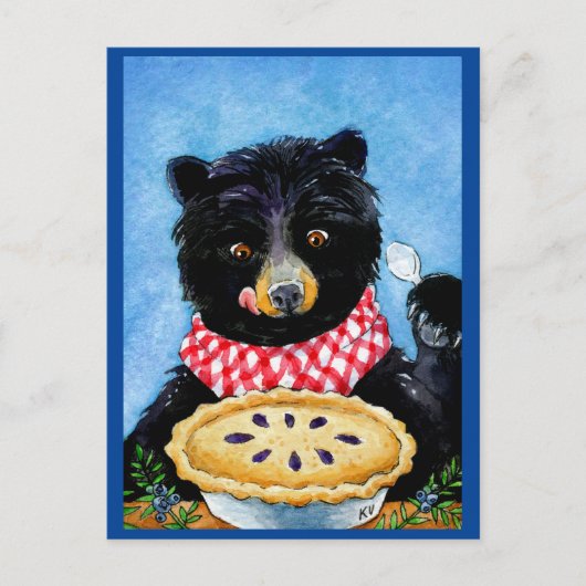 Cute Funny Black Beer met blueberry pie briefkaart (Voorkant)