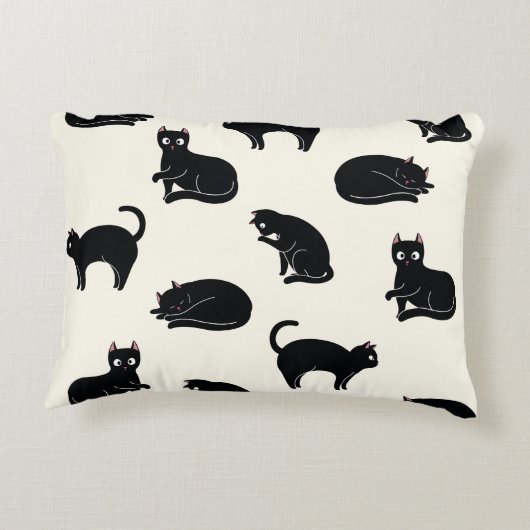  Cute Funny Black Cat Accent Kussen (Achterkant)