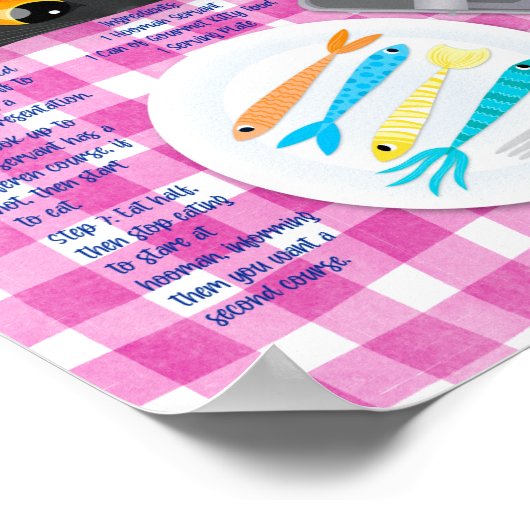 Cute Funny Black Cat Breakfast Recipe Poster (Hoek)