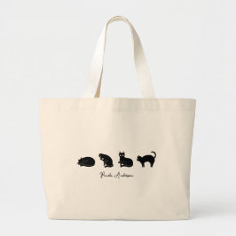  Cute Funny Black Cat Grote Tote Bag