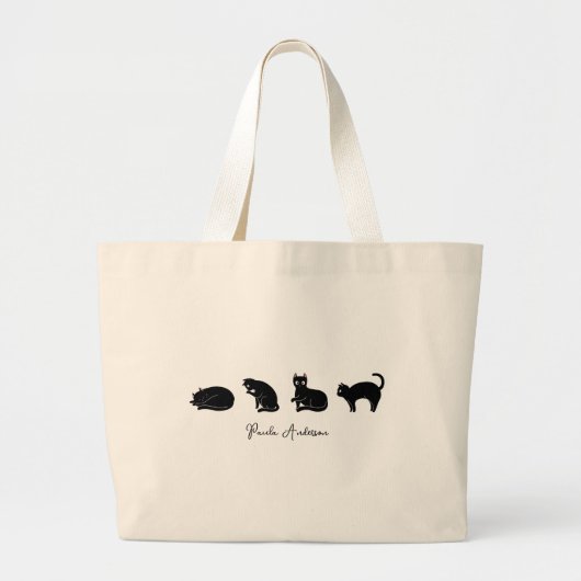  Cute Funny Black Cat Grote Tote Bag (Voorkant)
