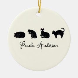  Cute Funny Black Cat Keramisch Ornament