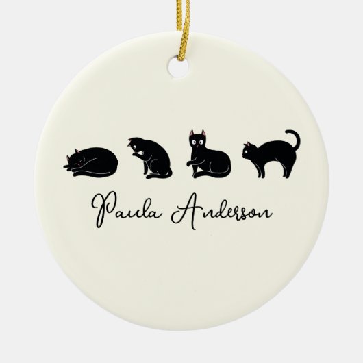  Cute Funny Black Cat Keramisch Ornament (Voorkant)
