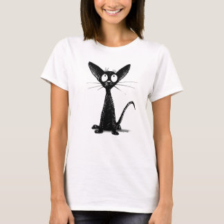 Cute Funny Black Cat Mode T-shirt